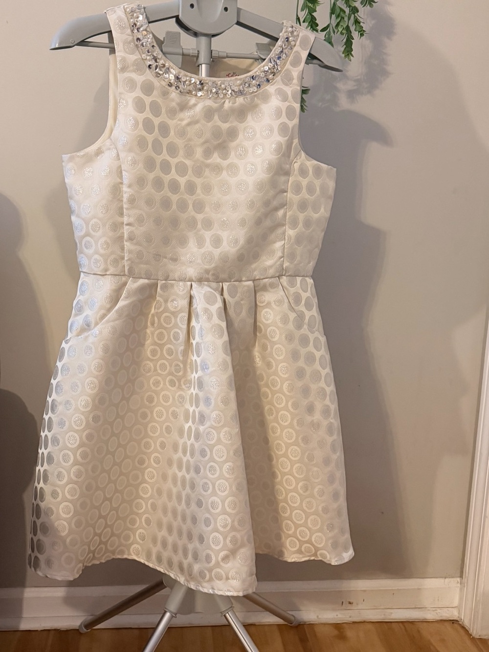 Justice Ivory Jeweled Neck Girls Party Dress
Chest: 34”
Waist: 32”
Length: 35” - Picture 10 of 10